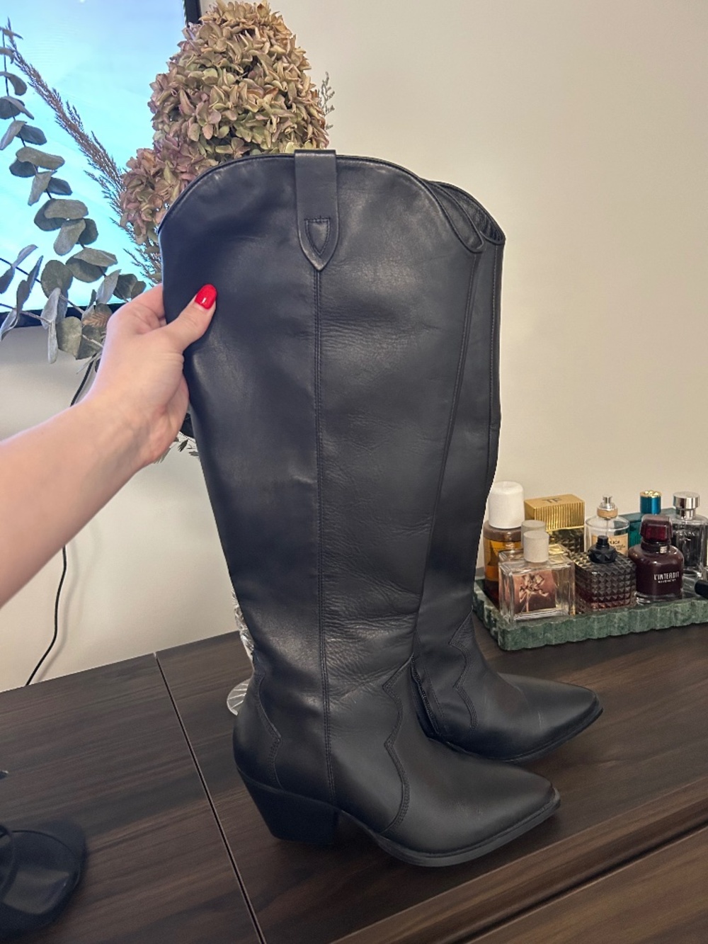 Genuine leather boots.